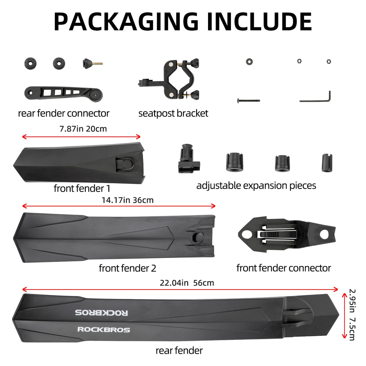 ROCKBROS Adjustable MTB Mud Guards Front & Rear Splash Guard - ROCKBROS