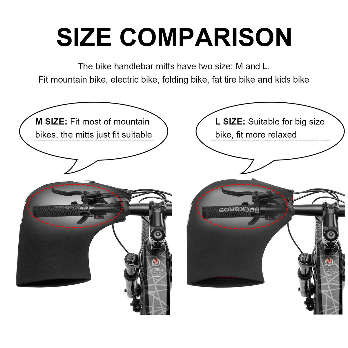 ROCKBROS Handlebar Mittens - Cold Weather Windproof MTB Bar Covers - ROCKBROS