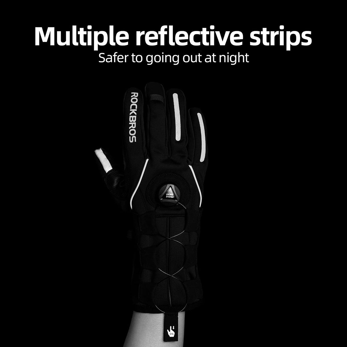 ROCKBROS Winter Gloves for Men Full Finger Touchscreen Cycling Gloves for Hiking Motorcycle