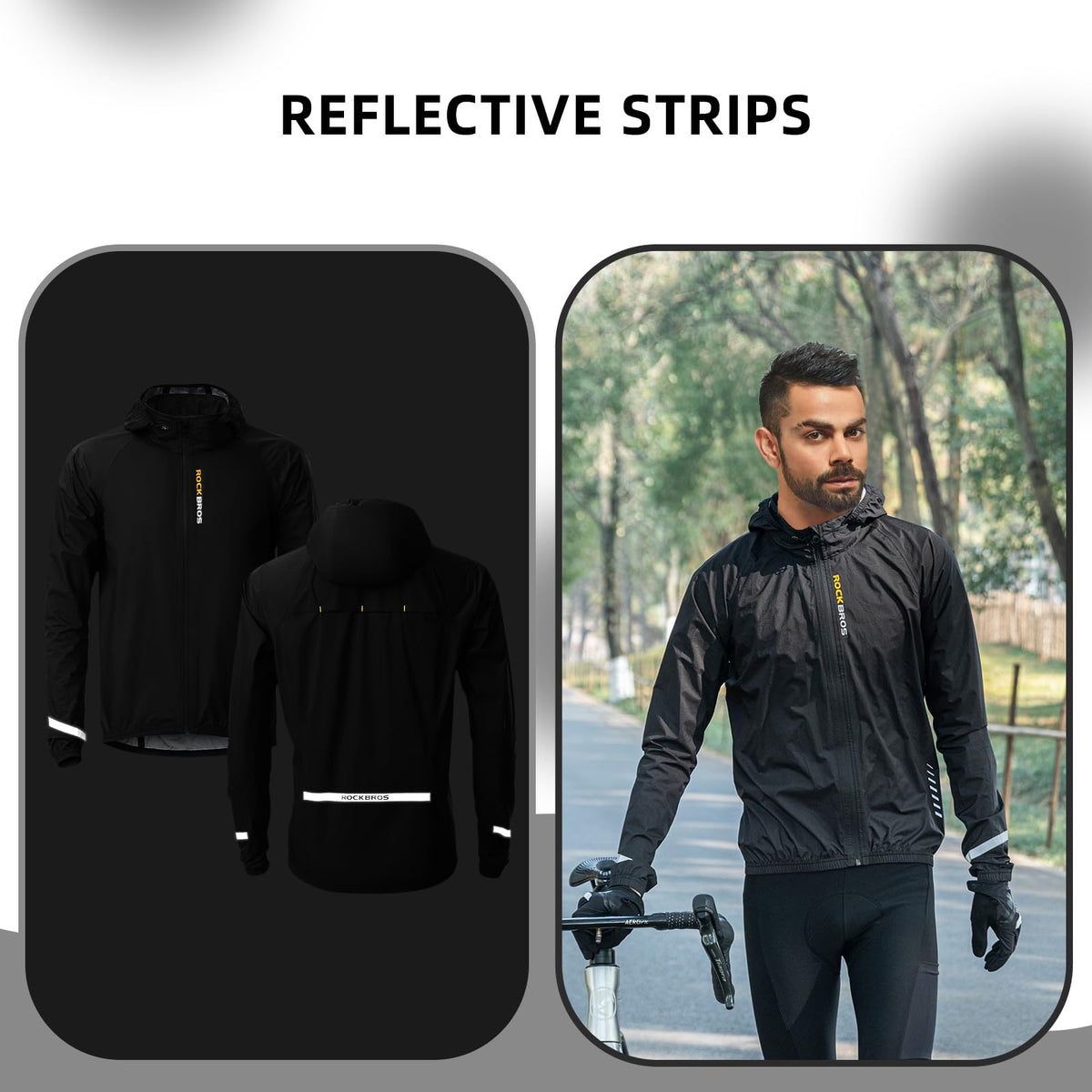 Chaqueta impermeable de ciclismo para hombre ROCKBROS con capucha, ligera y reflectante