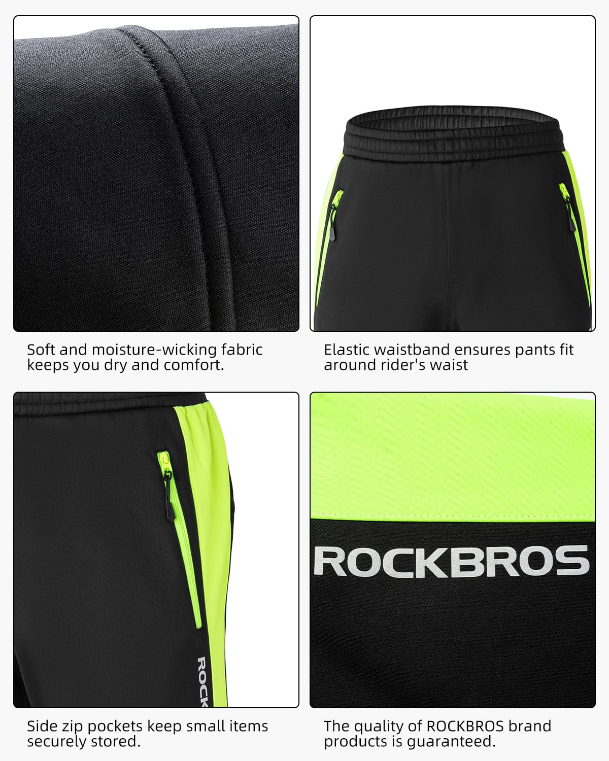 ROCKBROS Men¡¯s Windproof Winter Cycling Pants warmth fleece-lined for outdoor hiking