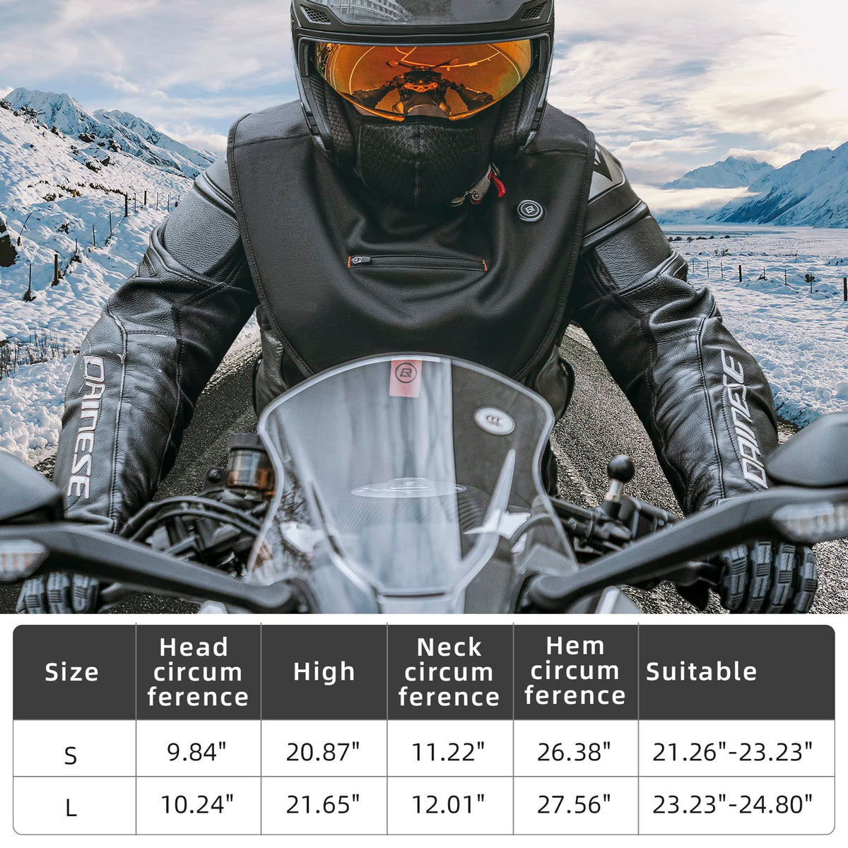 ROCKBROS Heated Ski Cold Weather Balaclava Face Mask USB Rechargeable Winter No Battery