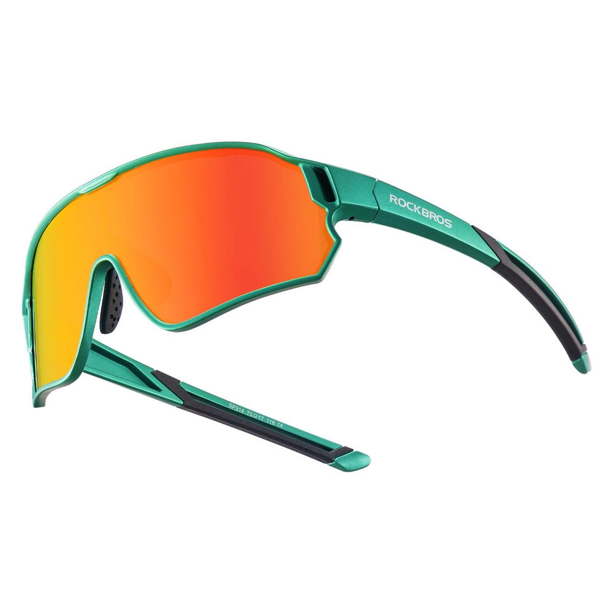 rockbros kids polarized sunglasses with anti-slip nose pads#color_green