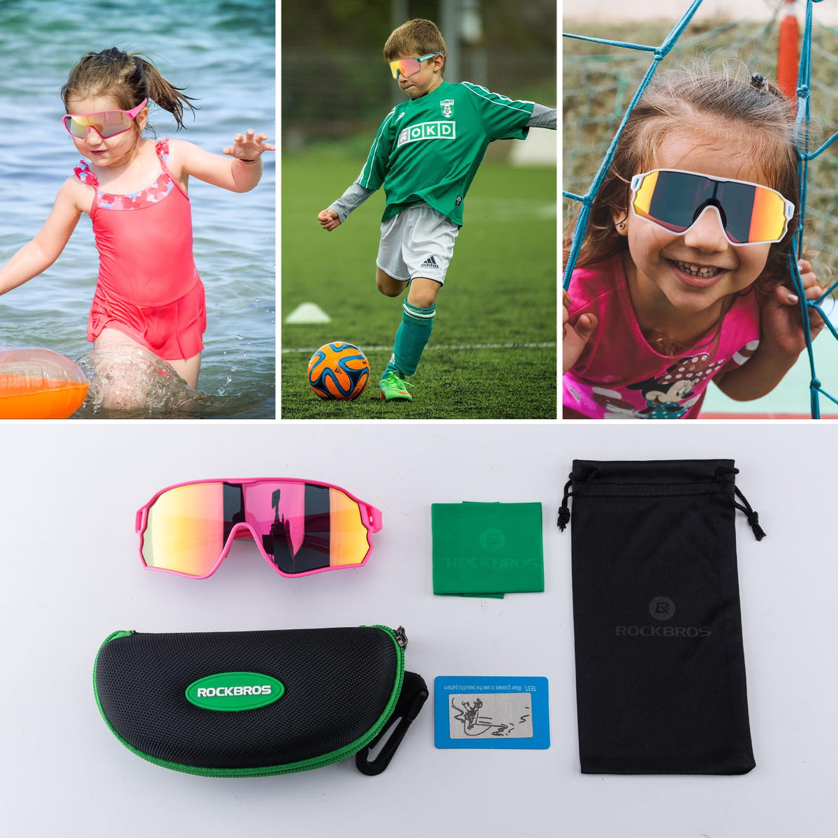 rockbros polarized kids sunglasses outdoor#color_pink