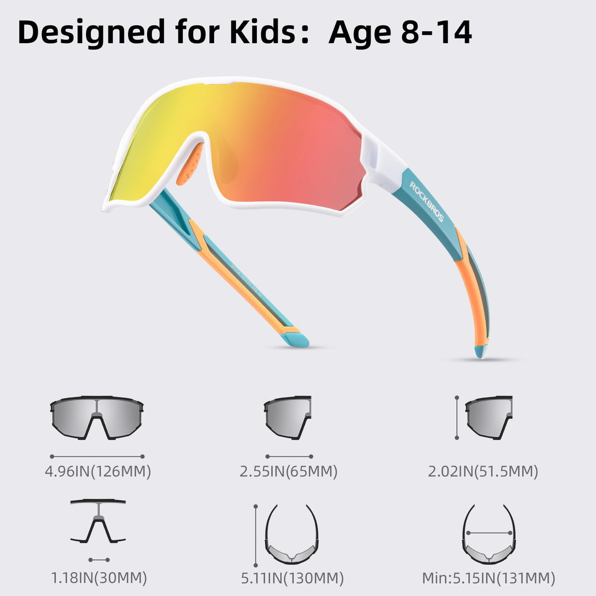 tr90 frame kids polarized sunglasses lens detail#color_white