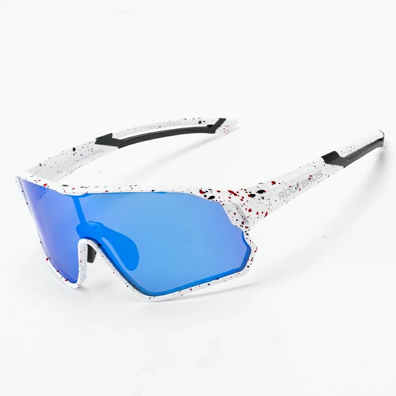 Sunglasses with blue lenses and white frame on a white background #color_White Frame