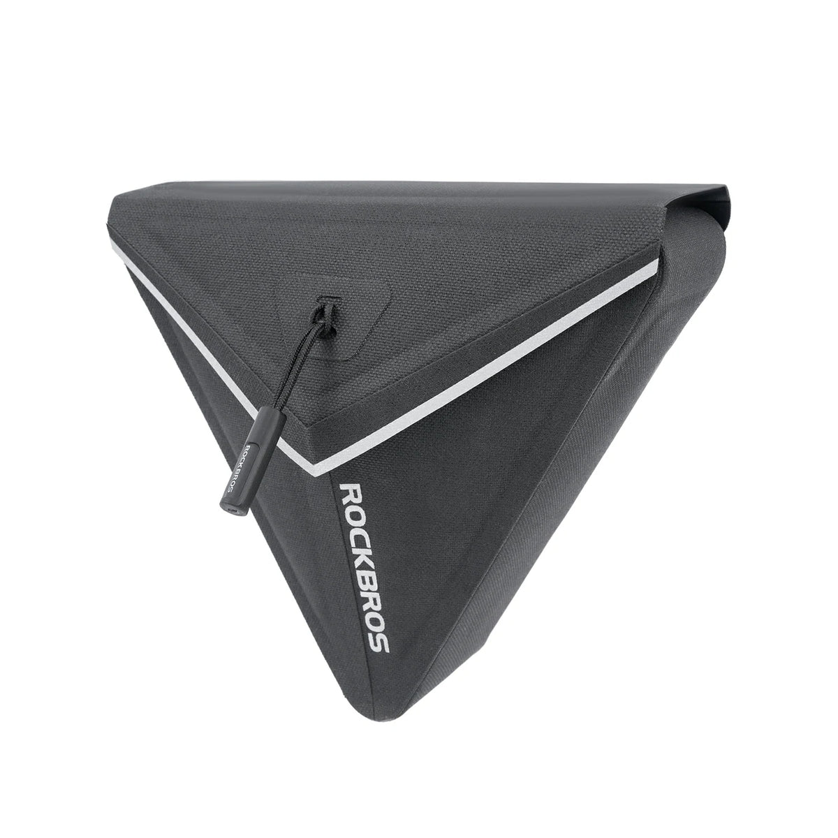 Triangular black bag with white accents and 'Rockeros' branding on a white background #Color_Black