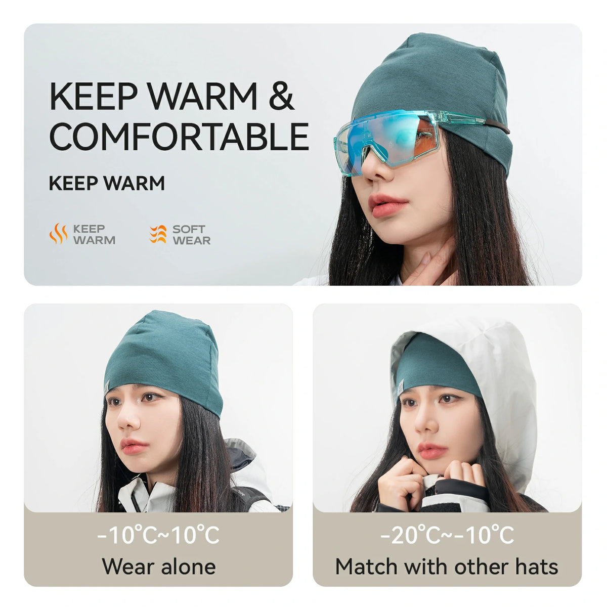 Gorro de lana merina cálido para invierno para hombre y mujer