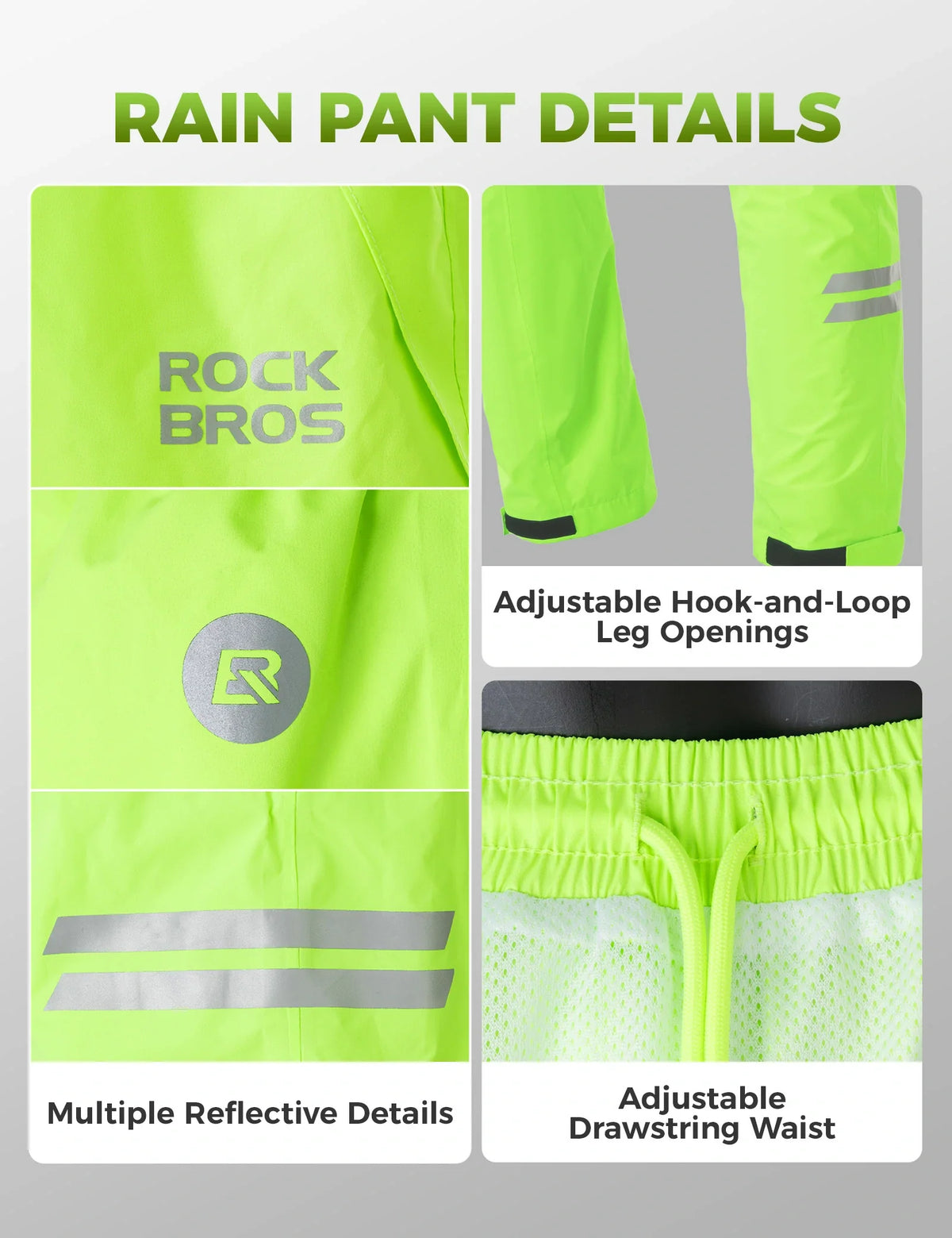 Rockbros waterproof cycling rain suit worn in wet weather conditions