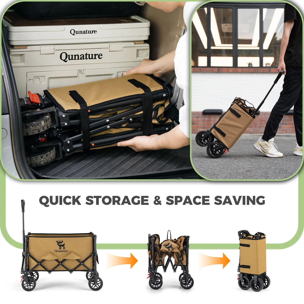 This trolley can be stored in the trunk of a bicycle after being folded, which is very convenient.