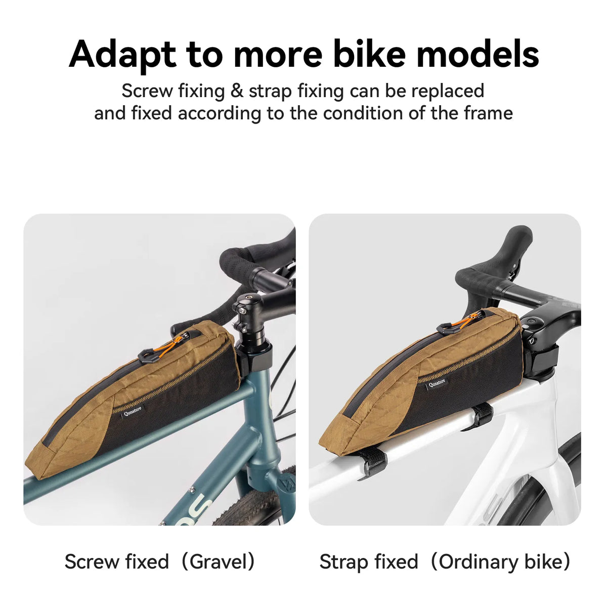 This bicycle top tube bag can be adapted to many different models