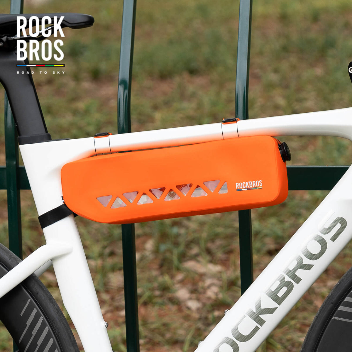 road to sky 100% waterproof bike frame bag model as-142 with secure storage #Color_Orange