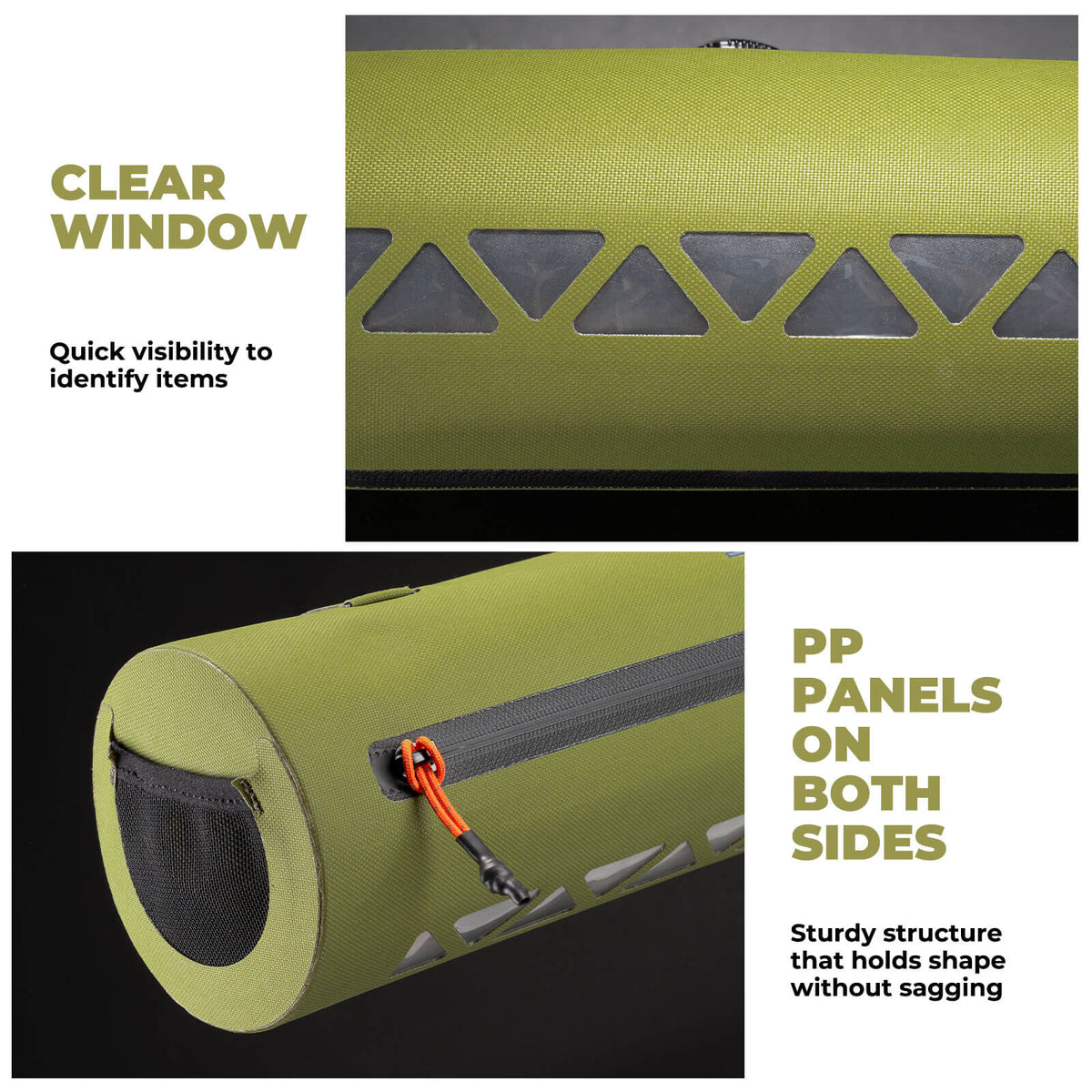 Road-to-Sky bike handlebar bag AS-144 with 2L capacity, 100% waterproof design for secure and convenient storage during all-weather cycling.#Color_green