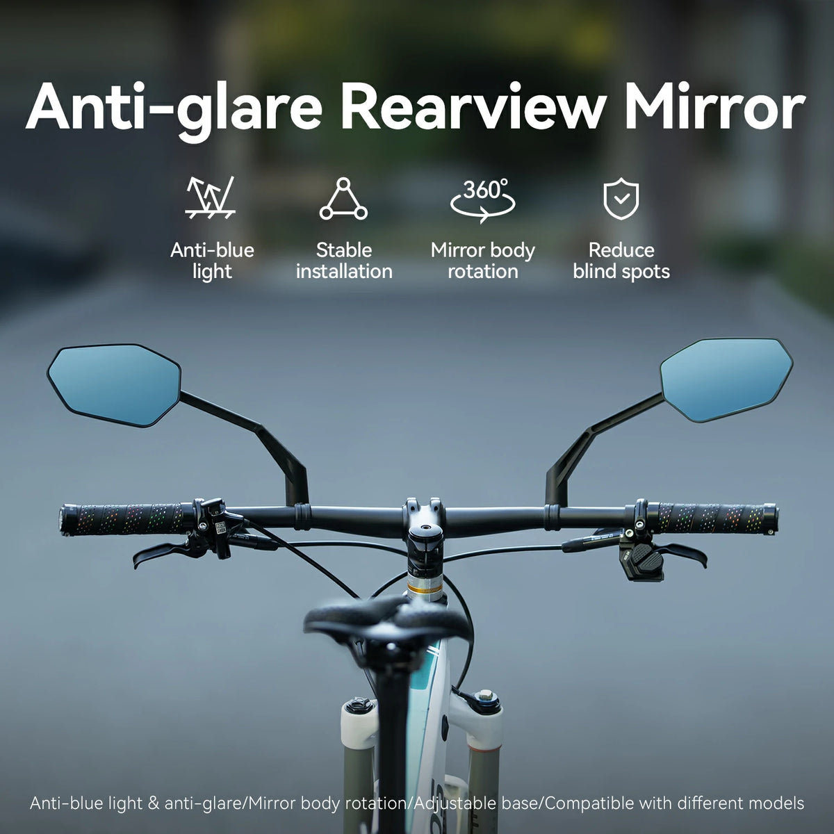 Adjustable Handlebar Bike Rearview Mirror Mirror with Anti-Glare Glass