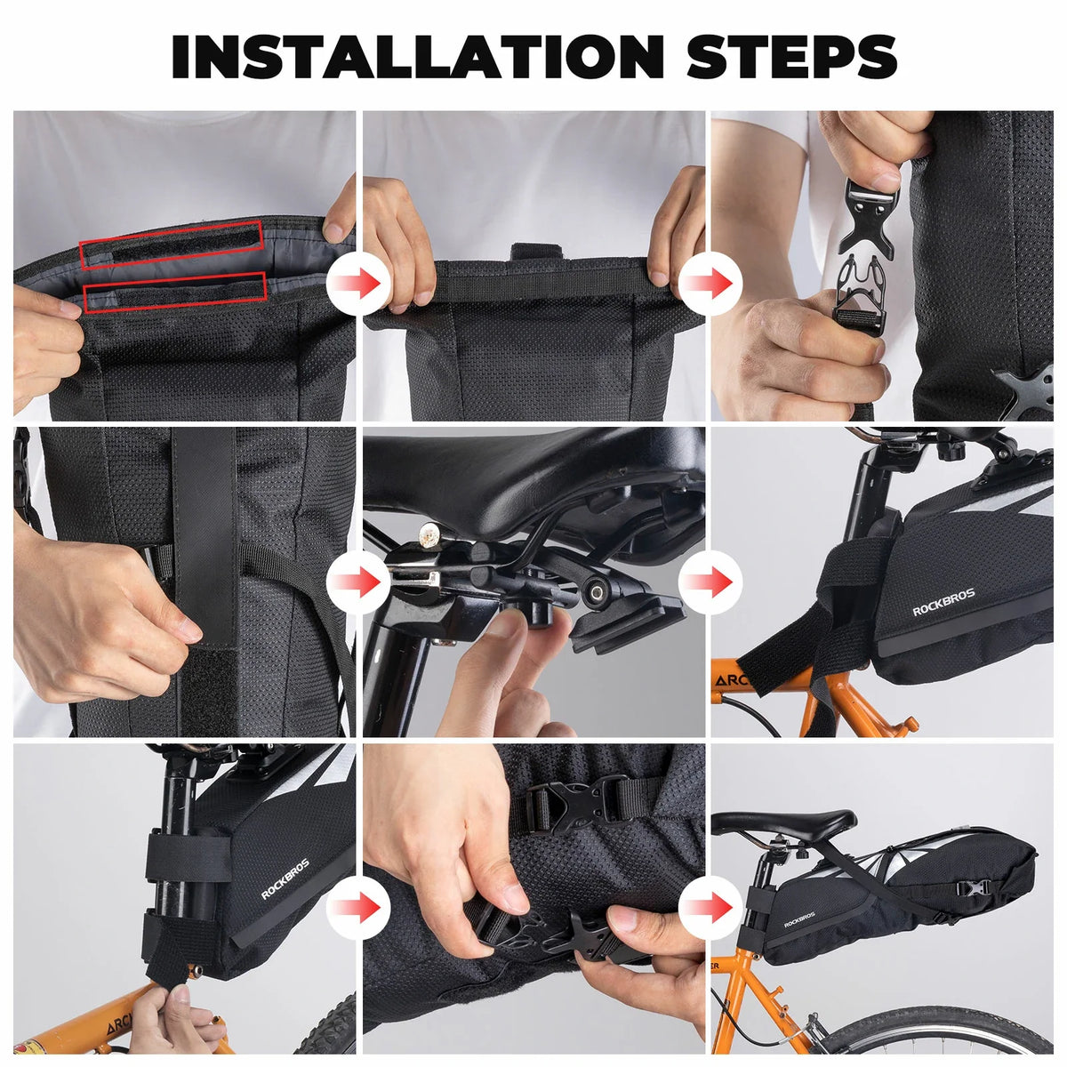 rockbros 8 l saddle bag in matte black