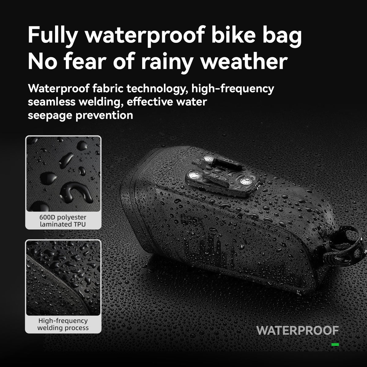 ROCKBROS Bike Saddle Bag Waterproof with Brake Sensor Tail Light