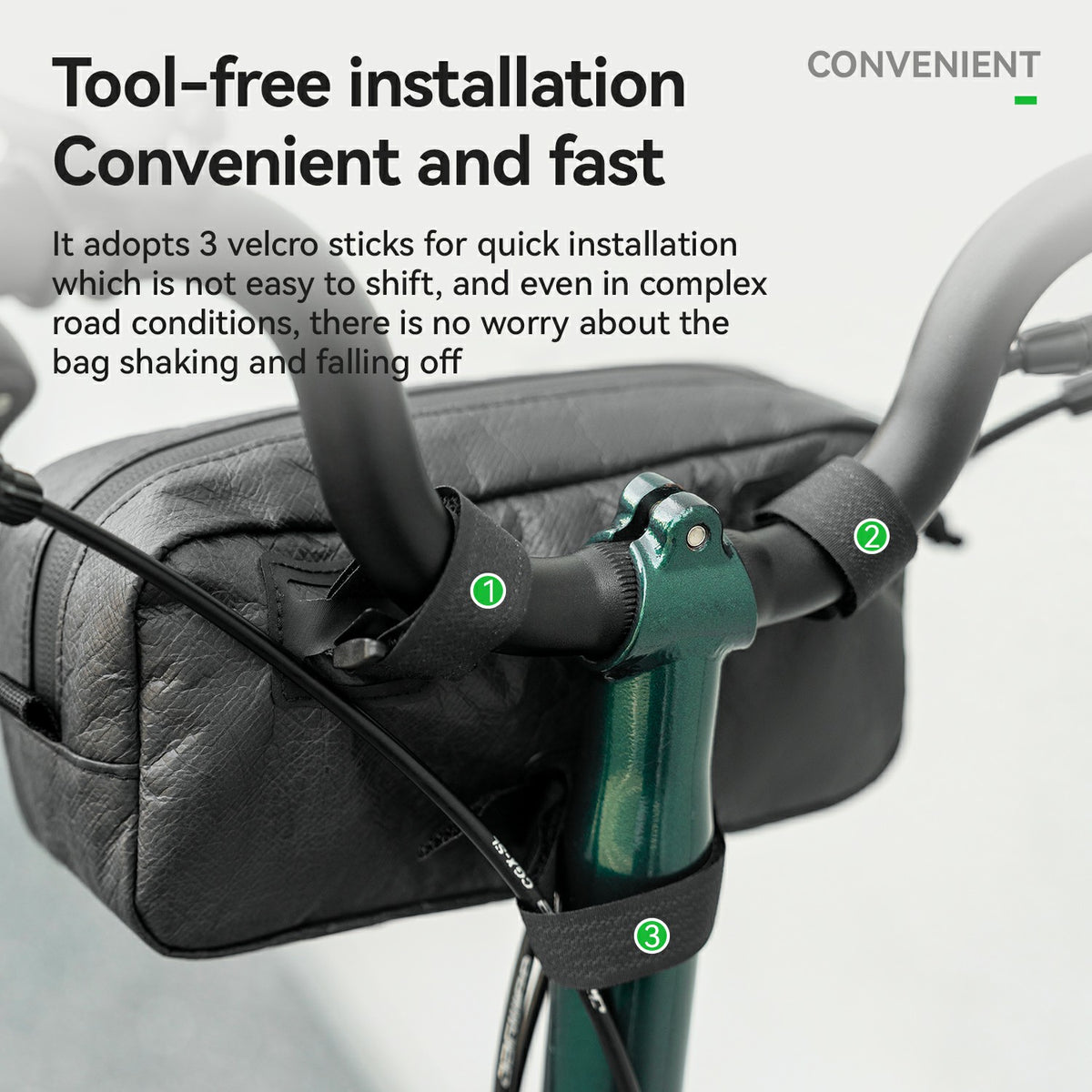 streamlined bike handlebar bag double zipper water-resistant