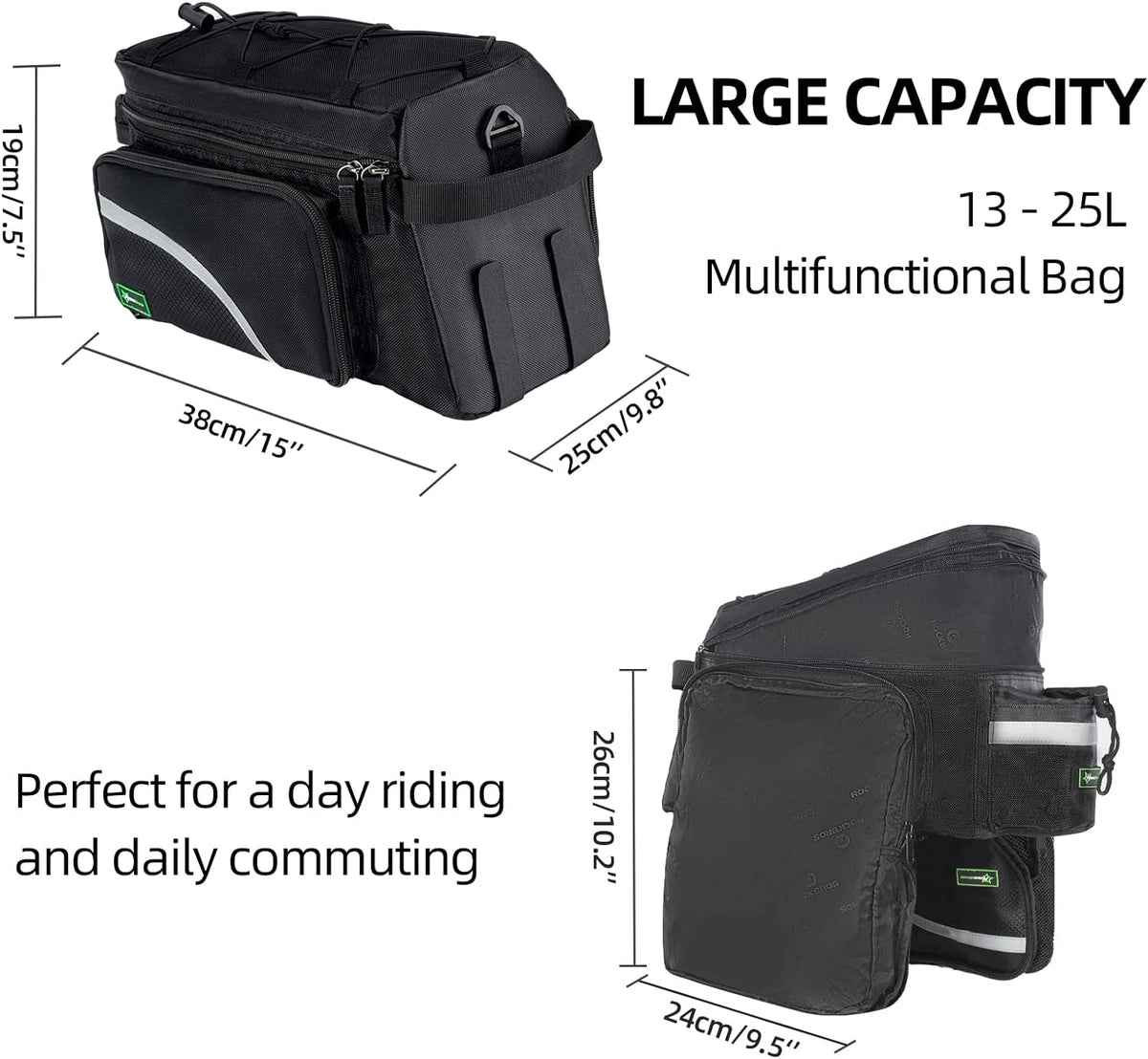 13l bike rear rack bag