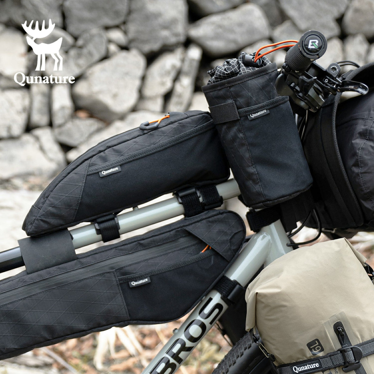 qunature large capacity bikepacking top tube bag