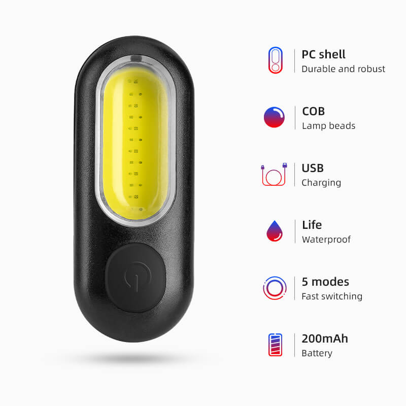Compact ROCKBROS COB mini rear light, offering bright visibility and enhanced safety for night cycling. #Color_Red and White