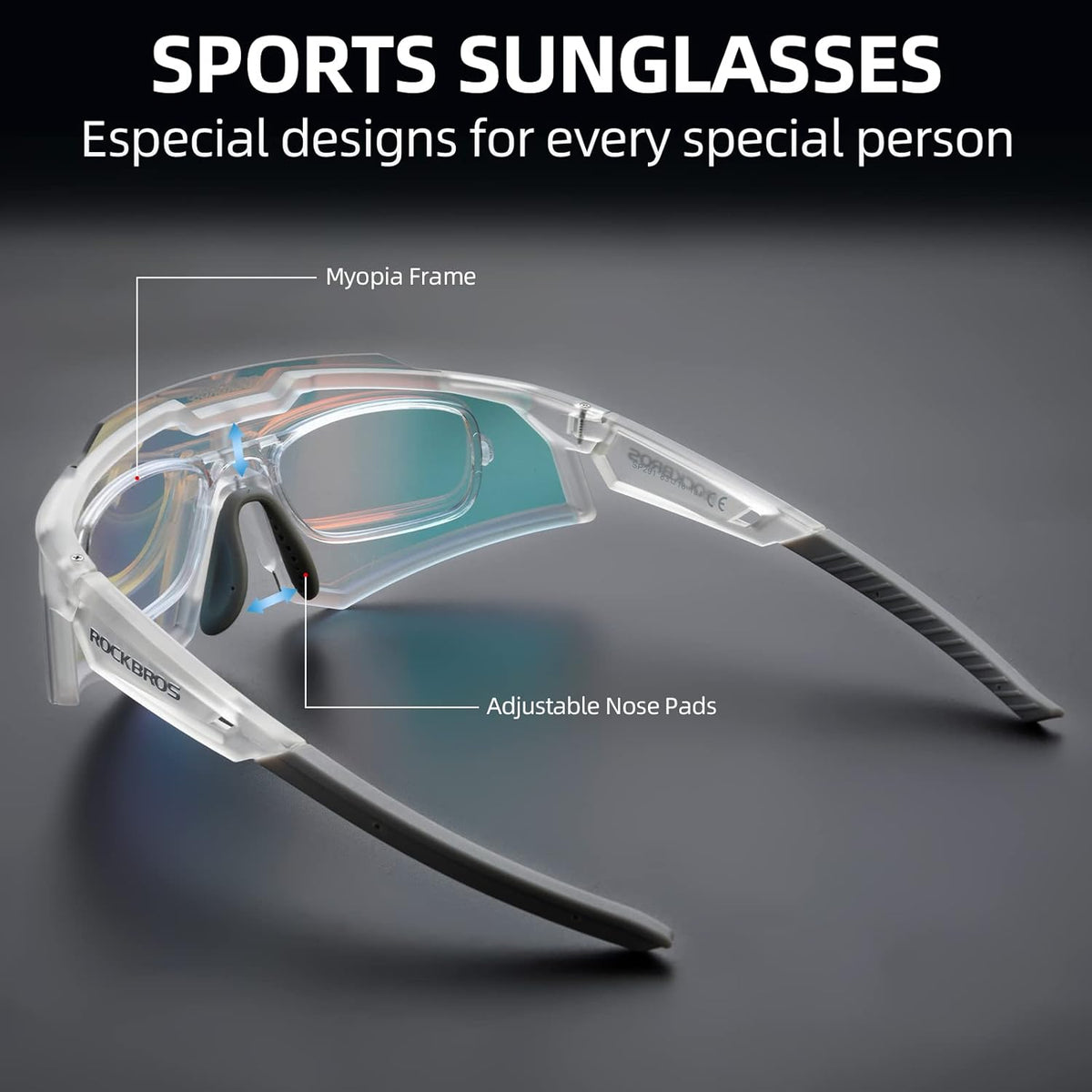 rockbros tr90 frame sunglasses with photochromic lens#color_lightblack