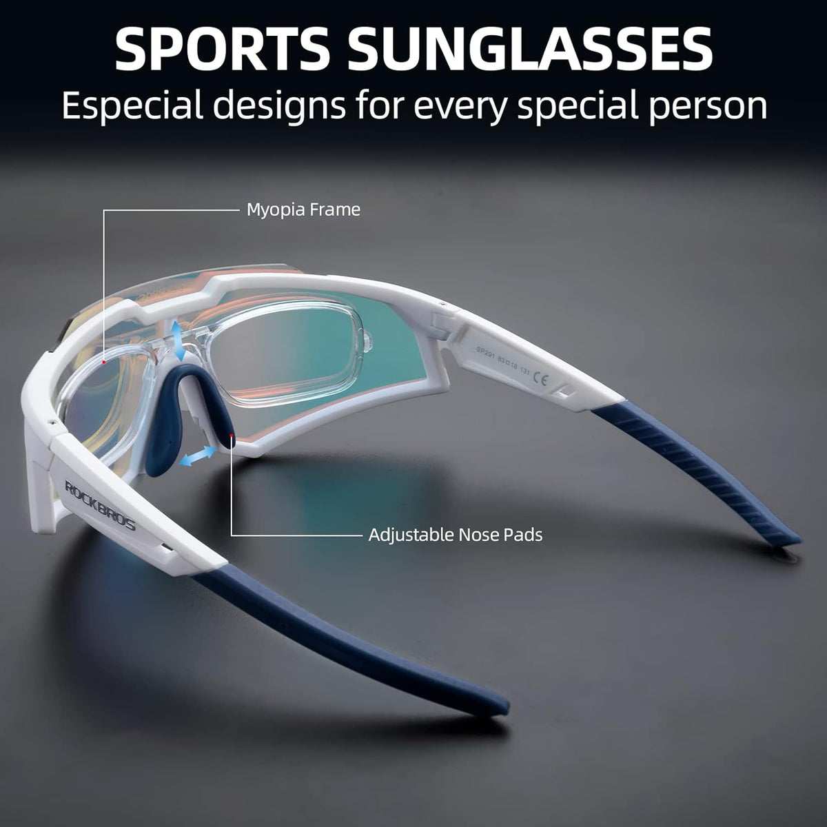 rockbros uv400 sports glasses with adjustable nose pads#color_off-white