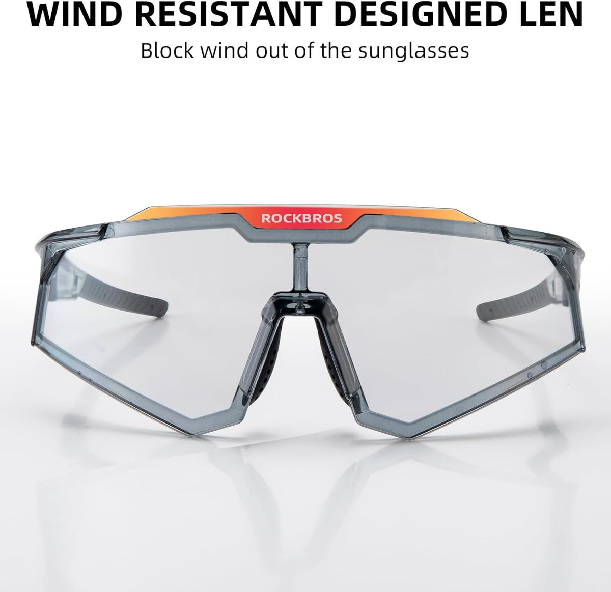 rockbros lightweight tr90 half frame photochromic sunglasses for adults#color_white