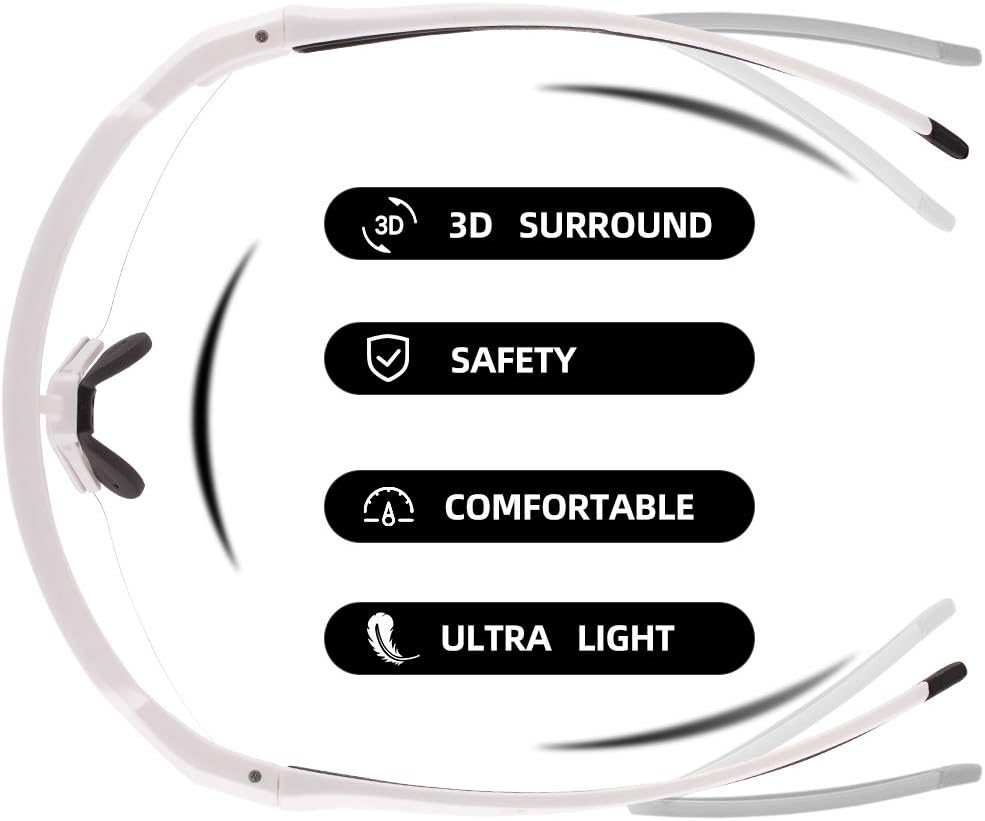 rockbros lightweight tr90 half frame sunglasses for adults#color_black-white-anti-fog