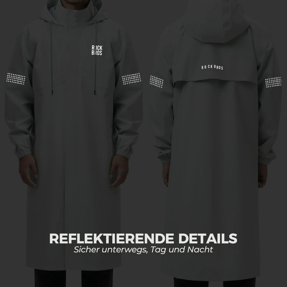 rockbros hooded long rain poncho