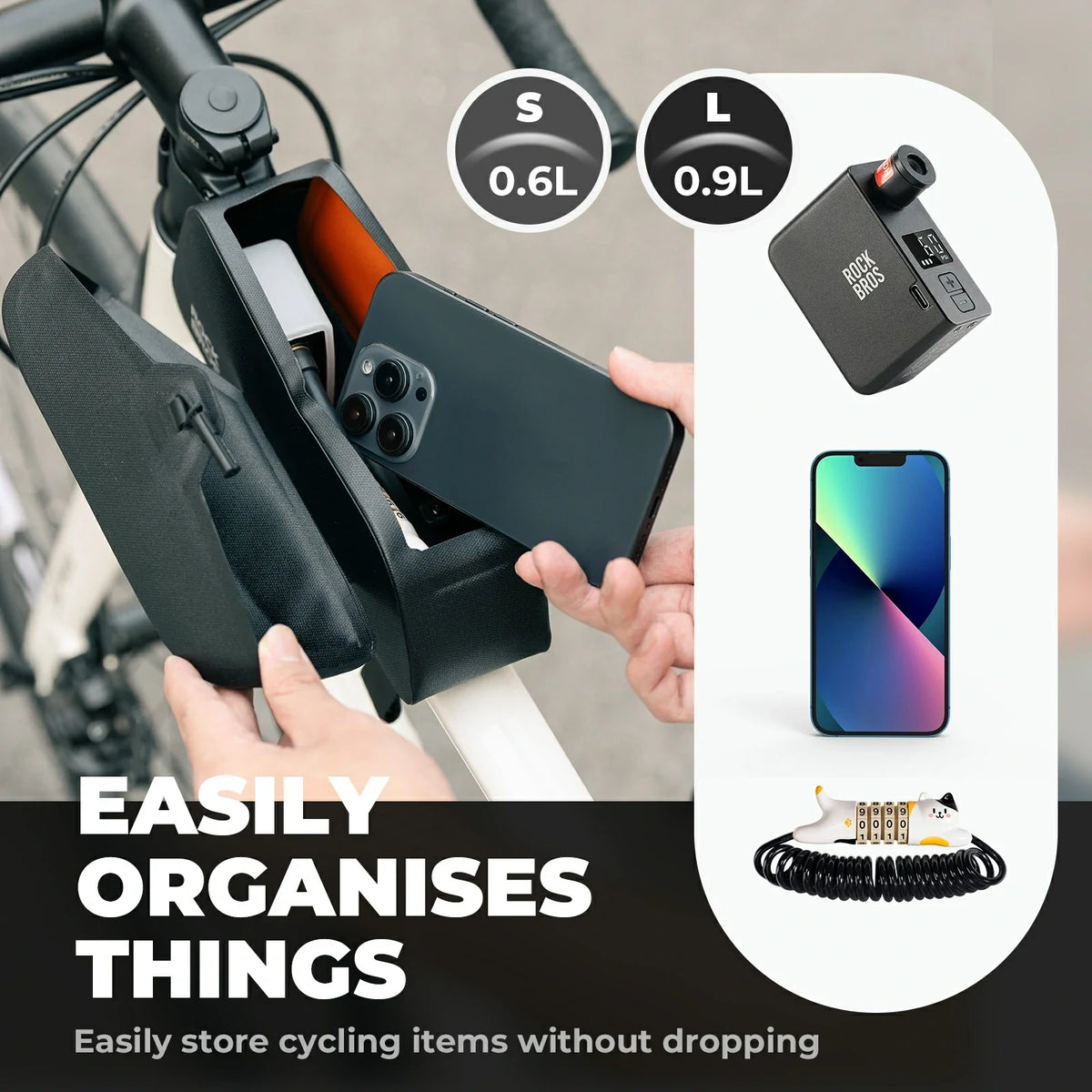 waterproof magnetic bike bag#color_black
