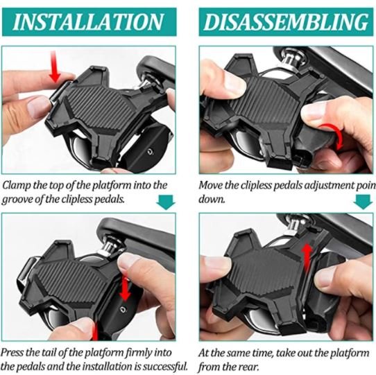 ROCKBROS Adaptador de pedales PP20 para bicicleta SPD-SL/KEO Negro 1 par