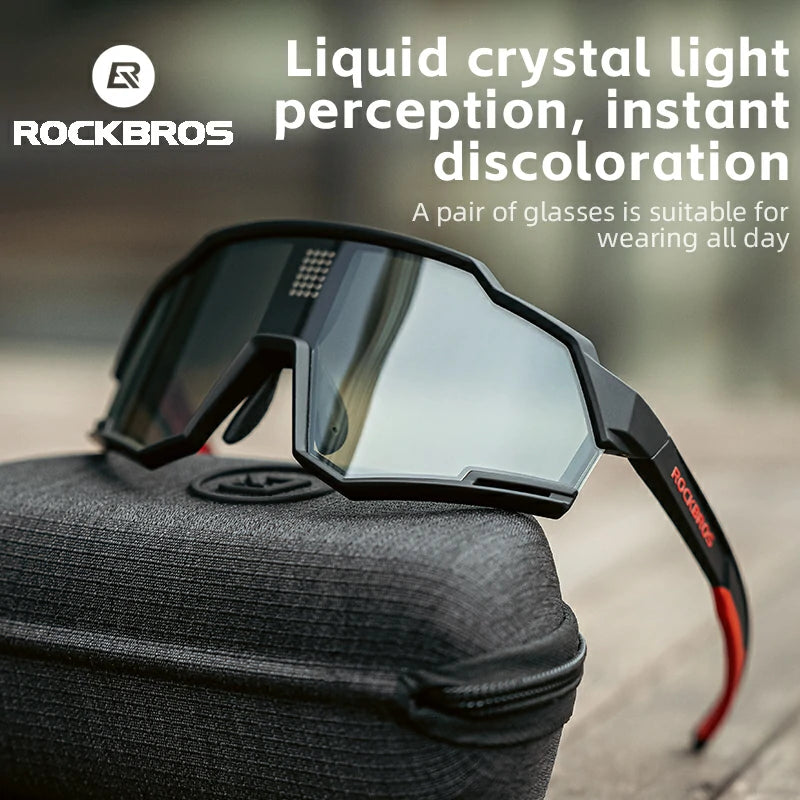 rockbros electronic photochromic cycling glasses with uv400 protection