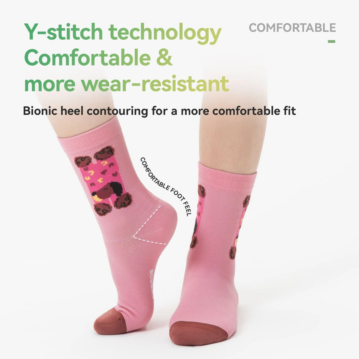 ROCKBROS youth cycling compression socks with breathable mesh, antibacterial fabric, cushioned support, and secure cuffs.