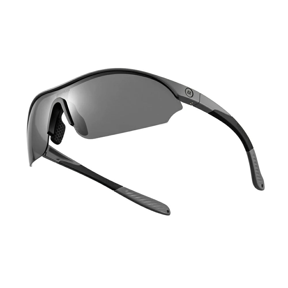 Gray sunglasses with reflective lenses on a white background #Color_Gray