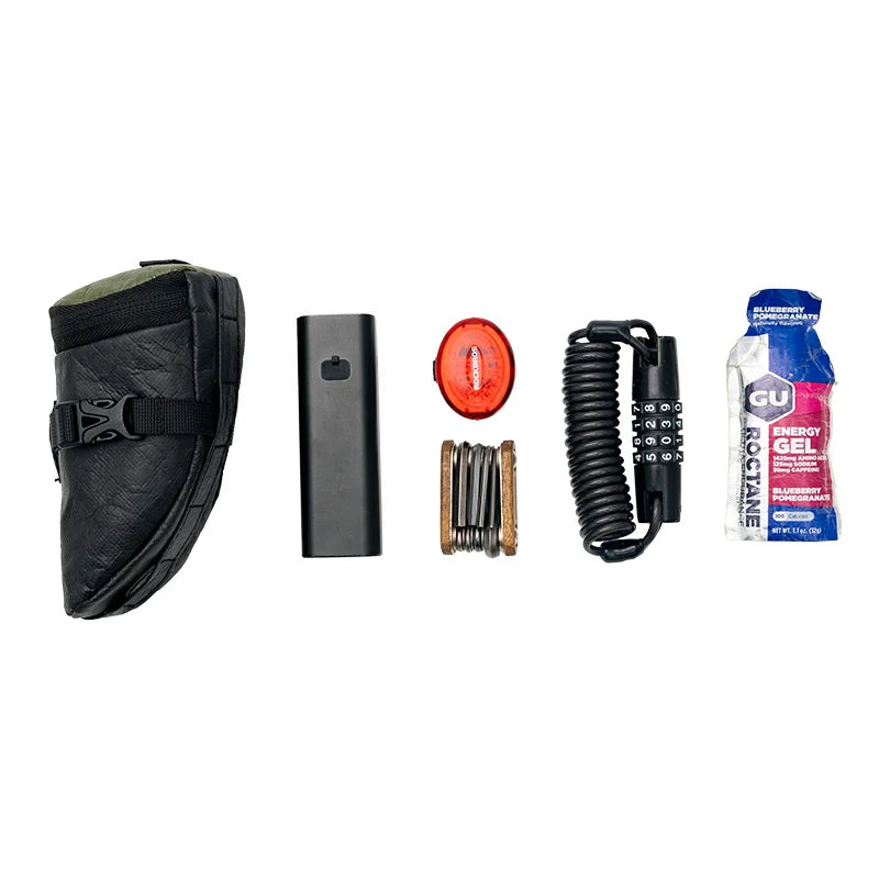 Collection of outdoor and sports equipment on a white background