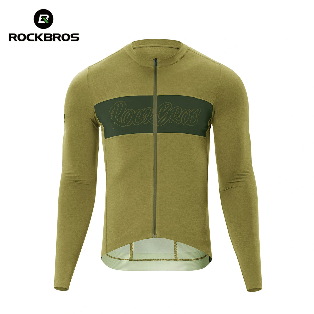 long-sleeve cycling jersey with RockBros logo on a white background #color_yellow