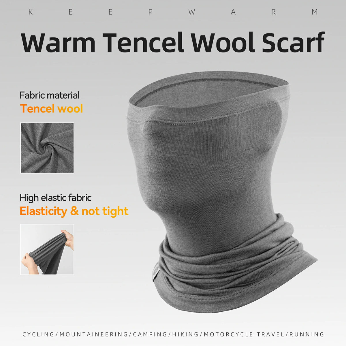 Braga de cuello térmica de lana merino con protección facial para hombre y mujer