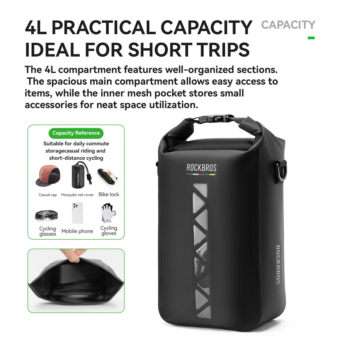 TL-171 4L 100%Waterproof Bike Fork Bag with Clear TPU Window ROAD TO SKY
