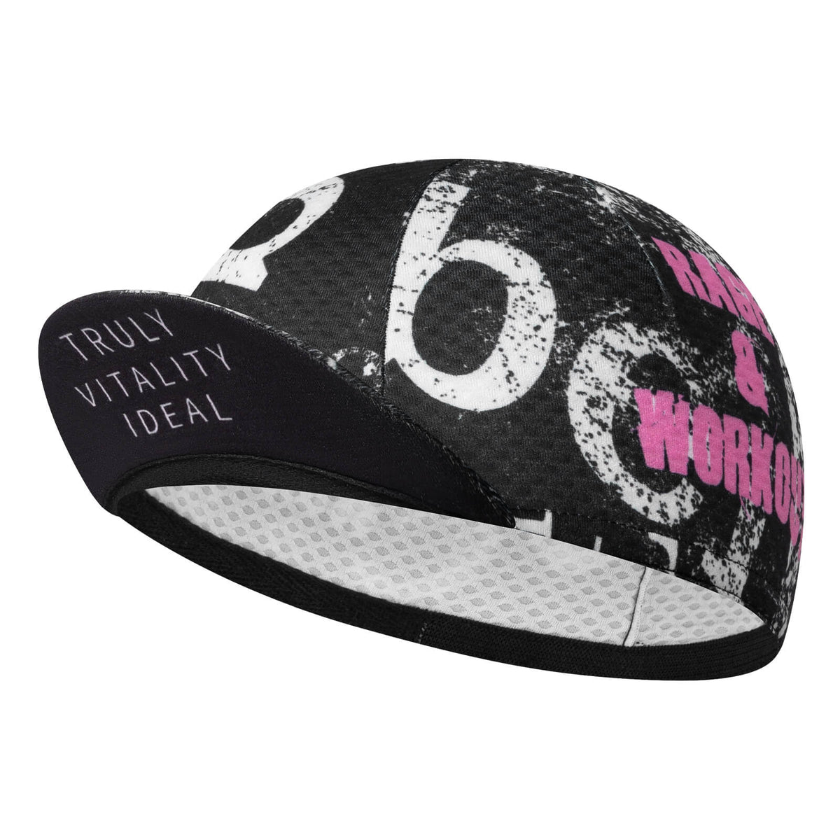 TVI lightweight cycling cap designed to be worn under a helmet, offering sun protection, sweat absorption, and all-day comfort. #Style_Graffiti Black