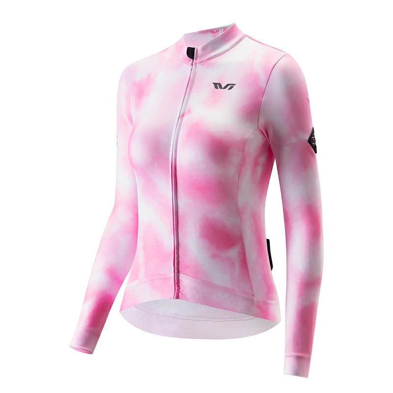 TVI Cycling Jersey Fleece Long Sleeve for 41–68 °F-Fantasy Pink