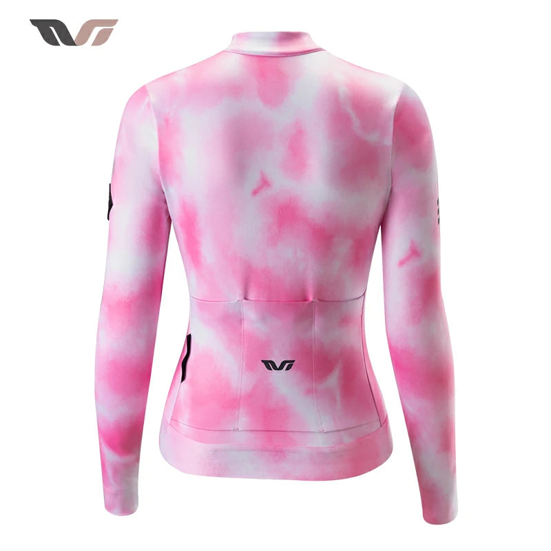 TVI Cycling Jersey Fleece Long Sleeve for 41–68 °F-Fantasy Pink