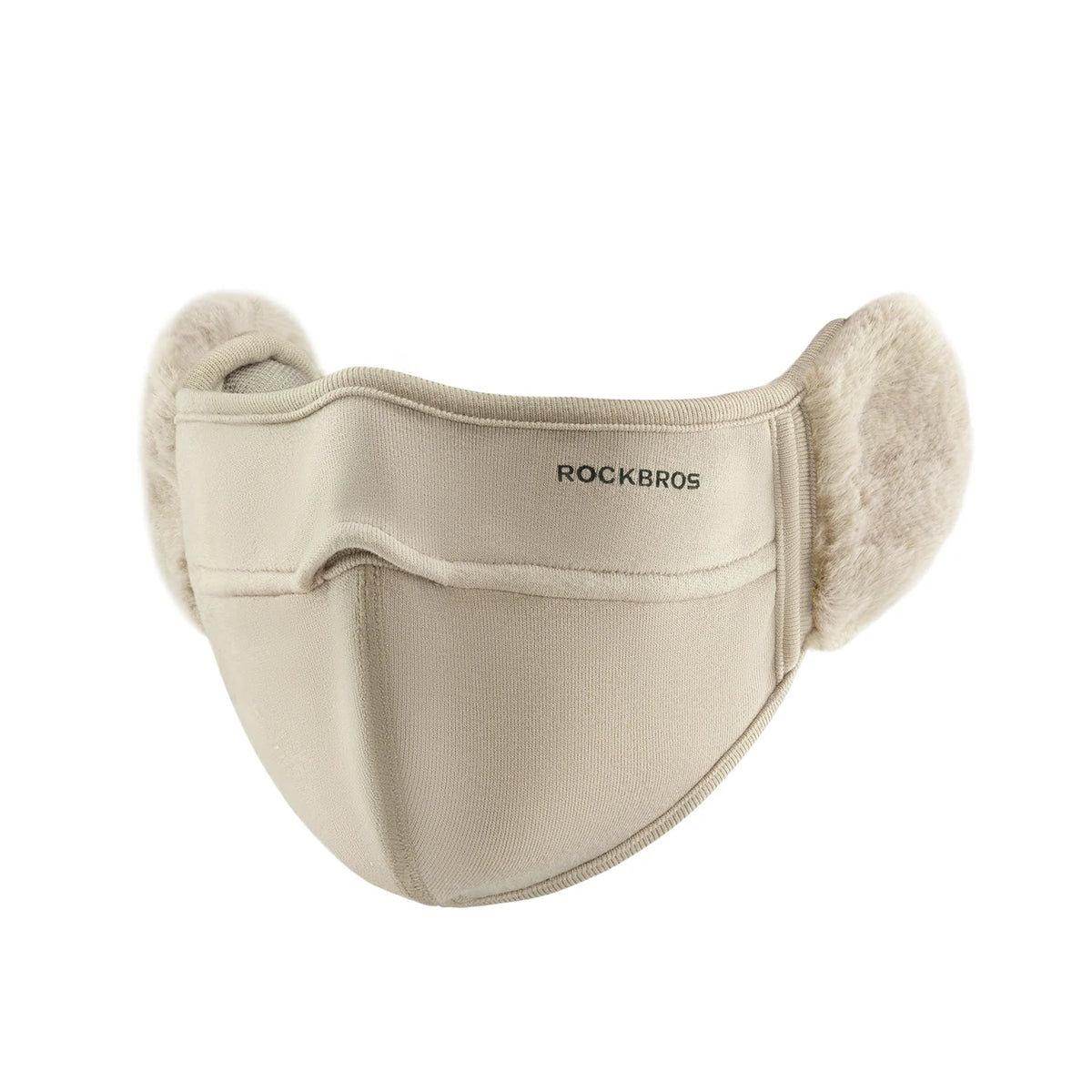 ROCKBROS beige winter face cover with plush ear warmers #Color_Beige