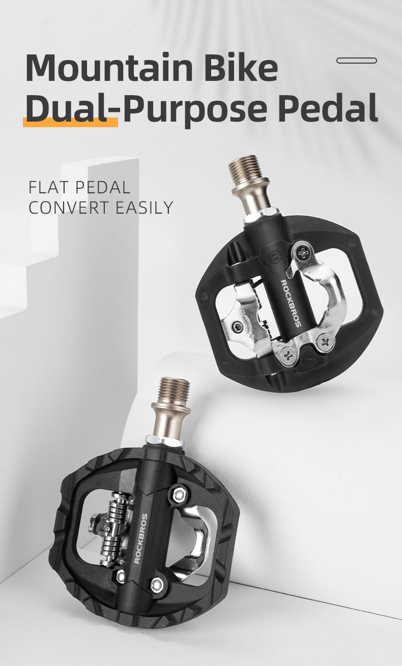 ROCKBROS SPD Dual-Purpose Bike Pedals - Compatible with Shimano MTB/Road - ROCKBROSUSA
