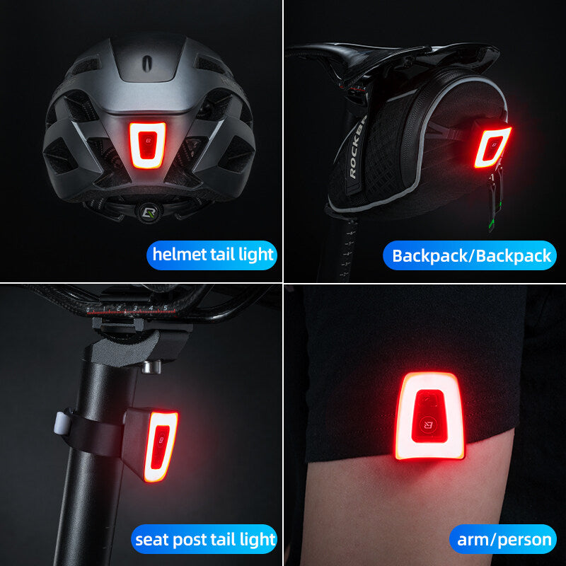 ROCKBROS Bicycle Helmet USB Rechargeable LED Super Bright Warning Rear Light - ROCKBROS