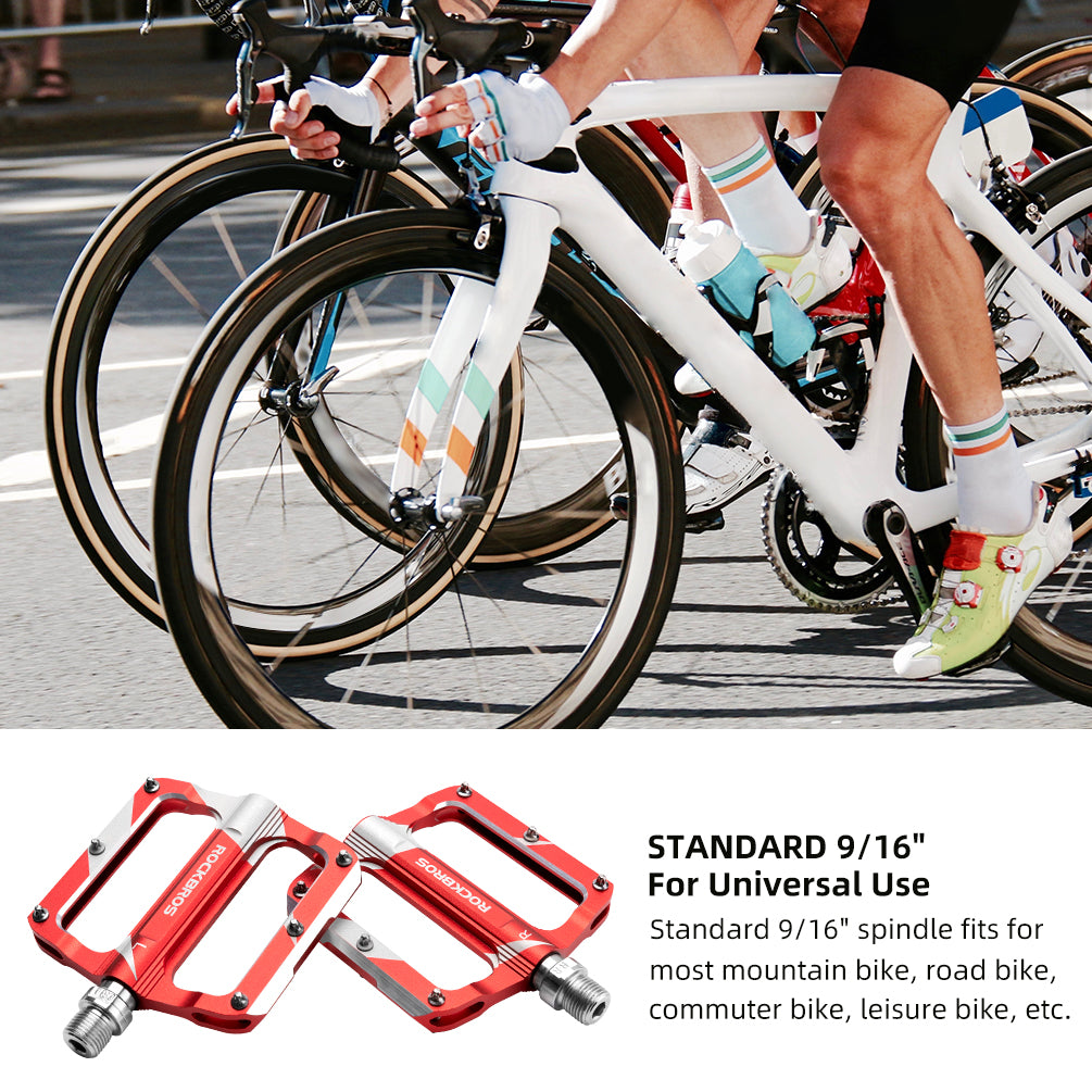 ROCKBROS Mountain MTB Bike Pedals Flat Bicycle 9/16 Lightweight Carbon Fiber Sealed Bearing Alloy Flat - ROCKBROS