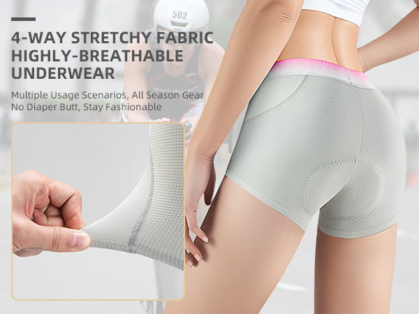 ROCKBROS Ropa Interior de Ciclismo para Mujer, Pantalones Cortos de Ciclismo Acolchados 4D