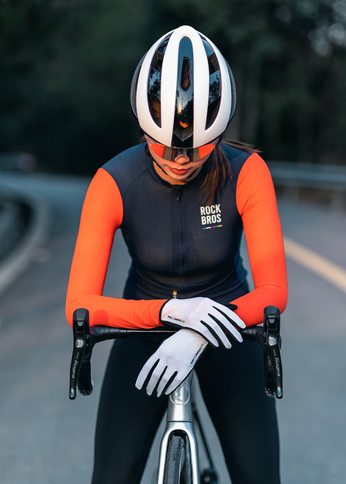 ROCKBROS Road-to-Sky Women's Cycling Long-Sleeved Jersey #Color_Navy Blue