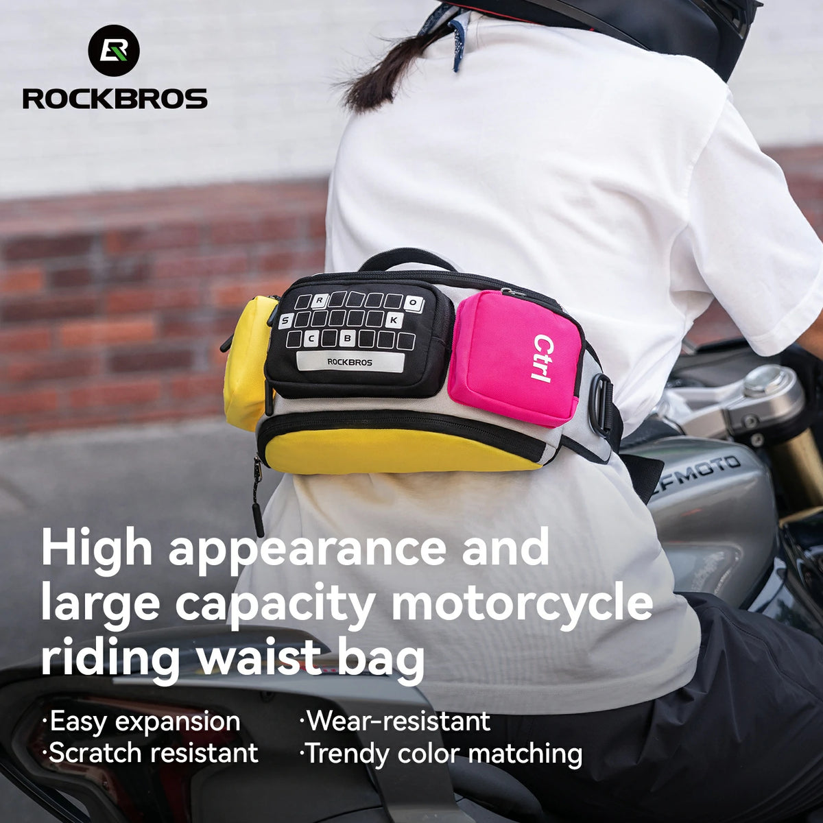3.2L Expandable Motorcycle Waist Bag with Magnetic Buckle