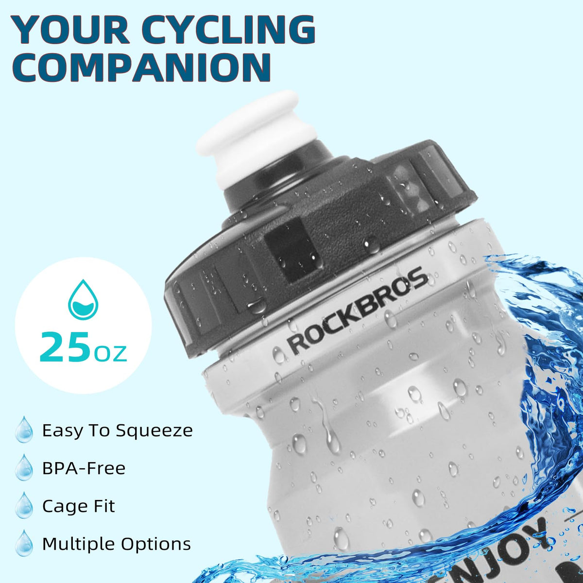 ROCKBROS Cycling Water Bottle 20-25oz Cycling Bottle BPA-Free
