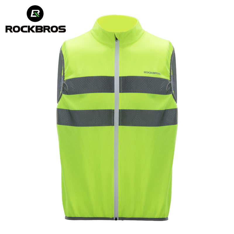 Rockbros Cycling Jacket Unisex Reflective Vest Breathable Night Running Vest Cycling Safety Warning - ROCKBROSUSA